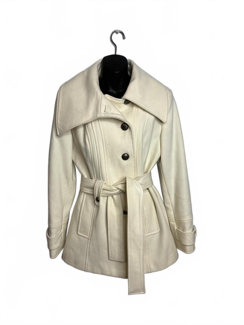 Nautica Women's Cream Wool Blend Coat with Belt Size Large